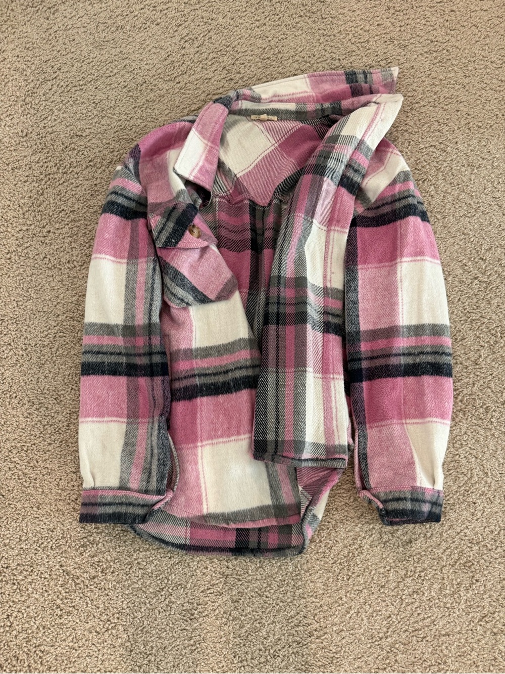 Pink Plaid Hooded Shacket - Cozy Layering Jacket